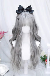 Grey Sweet Lolita Air Bangs Long Curly Wig